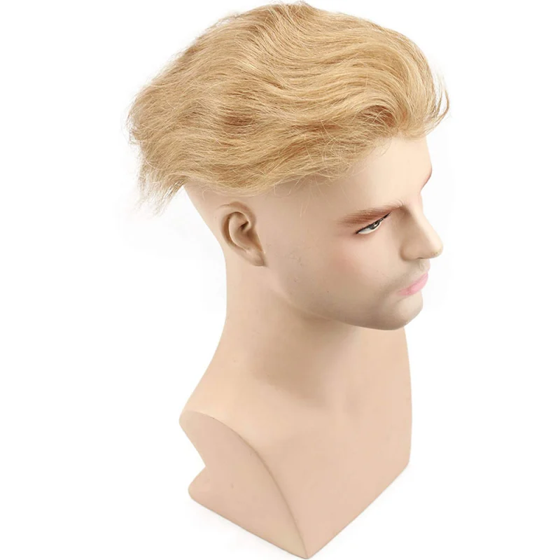 Ultra Thin Skin Toupee 100%Human Hair 8X10“ Hairpiece Replacement For Men #21 Ash Blonde Color