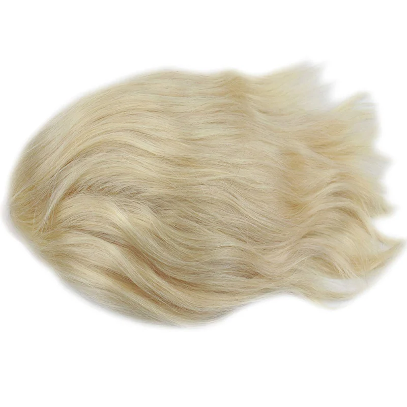 Ultra Thin Skin Toupee 100%Human Hair 8X10“ Hairpiece Replacement For Men #21 Ash Blonde Color