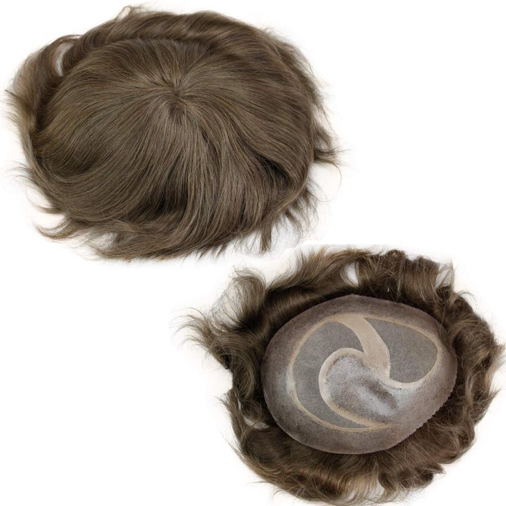 #4 Medium Brown Color 8X10inch Toupee For Women Best Swiss Lace With Soft Skin 100% Human Hair Soft Skin Hair Replacement For Men