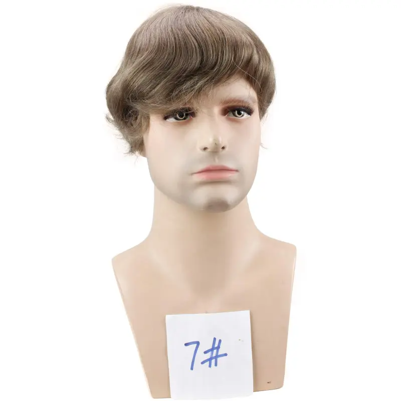 8X10 #18 Light Brown Color Human Hair Swiss Lace Toupee With Soft Skin Mono PU For Men