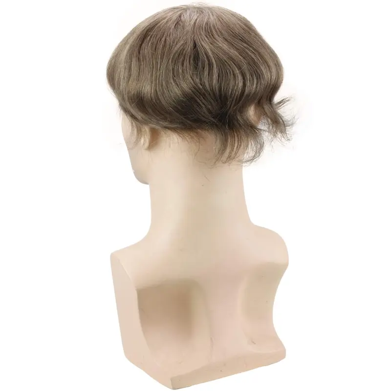 8X10 #18 Light Brown Color Human Hair Swiss Lace Toupee With Soft Skin Mono PU For Men