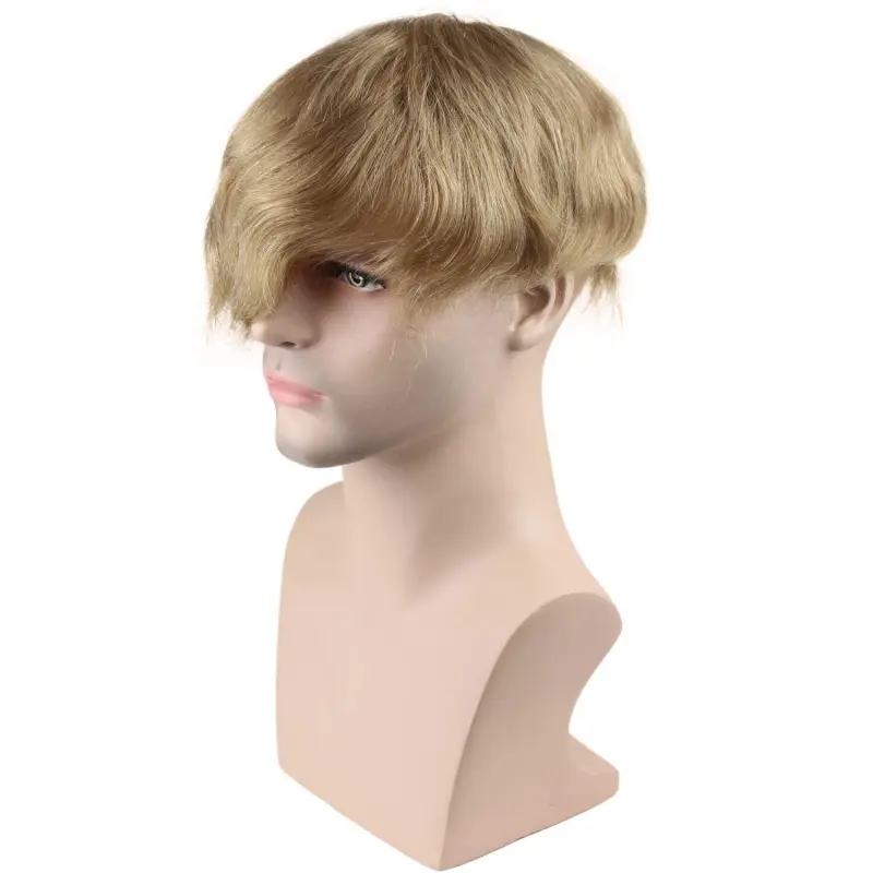 8X10 #18 Light Brown Color Human Hair Swiss Lace Toupee With Soft Skin Mono PU For Men