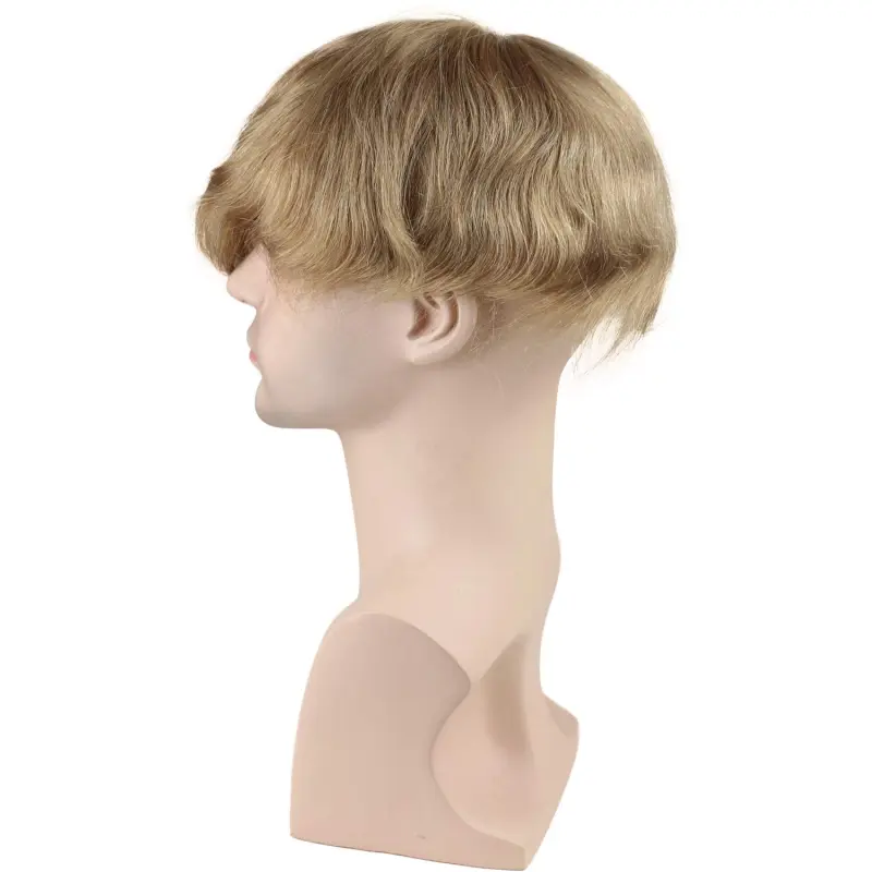 8X10 #18 Light Brown Color Human Hair Swiss Lace Toupee With Soft Skin Mono PU For Men