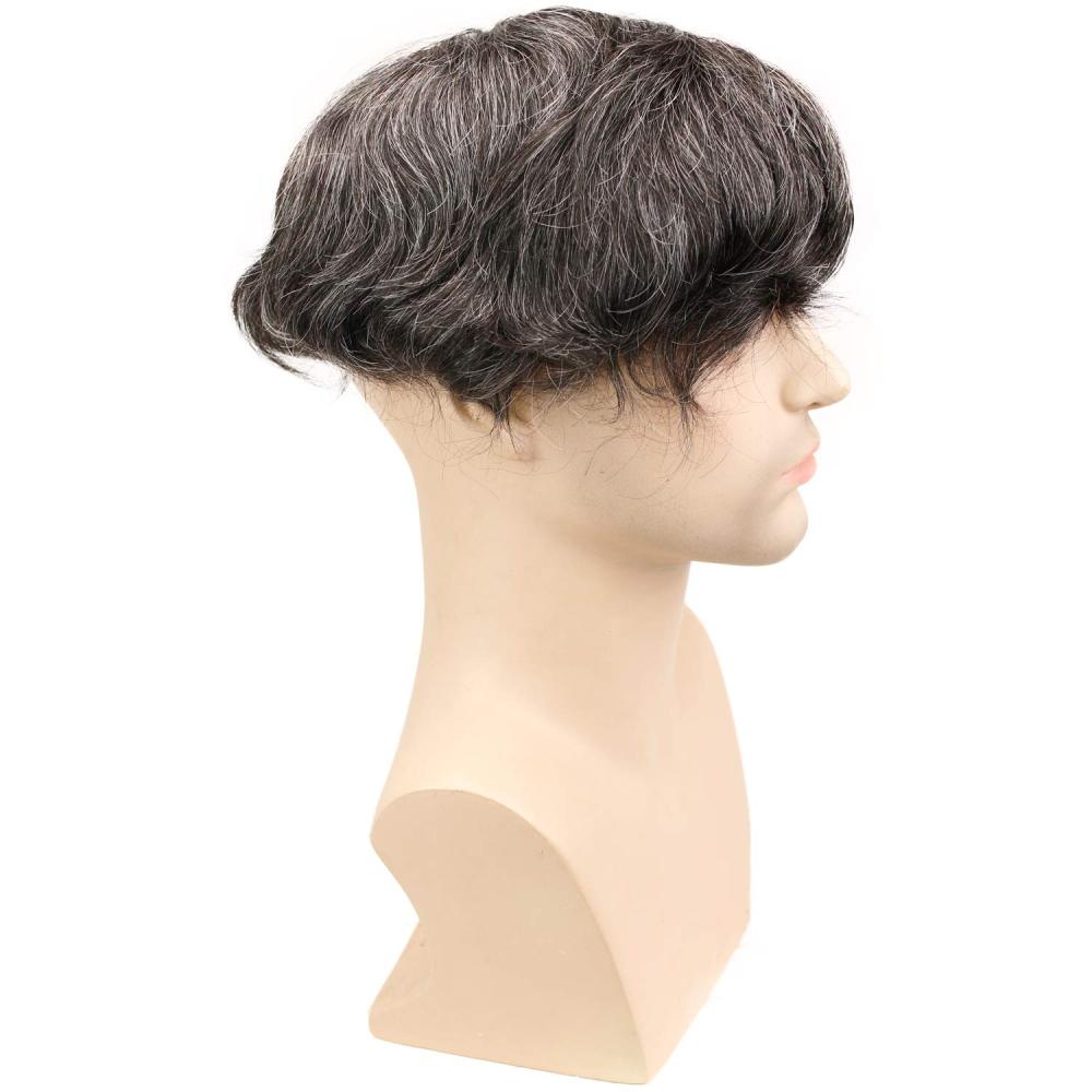 Grey Hairpiece 20% Black Human Hair 80% Grey French Lace FreeStyle 8X10 Toupee For Men