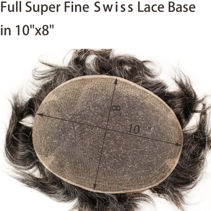 French Lace 80% black Human Hair 20% Grey FreeStyle With Soft Lace 8X10 Toupee For Men