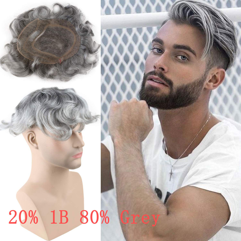 #21 Ash Blonde Color 8X10 Best Swiss Lace Monofilament Net with PU around Base for Men With Soft Skin Toupee 100% Human Hair Replacement For Men