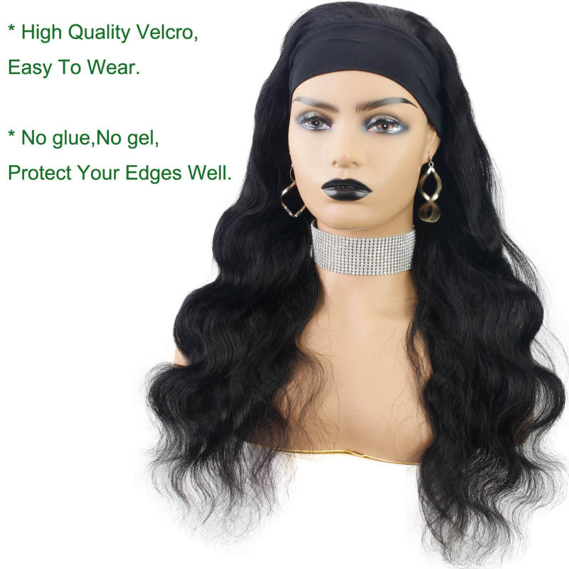 Headband Human Hair Wigs Body Wave Brazilian Remy Hair Head Band Half Wig Full Machine Made Glueless 150 Density For Black Women