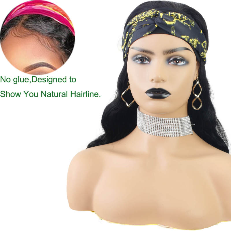 Headband Human Hair Wigs Body Wave Brazilian Remy Hair Head Band Half Wig Full Machine Made Glueless 150 Density For Black Women