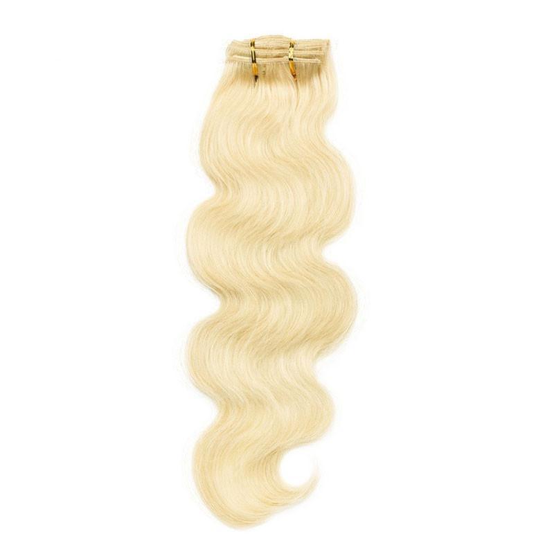 613# Light Blonde 100g 7pcs Hair Clip in Human Extension Body Wave