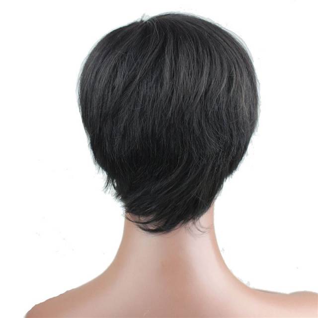 Eseewigs Best Short Human Hair Wigs With Bangs Virgin Brazilian Glueless Human Hair Wig For Black Women 1B