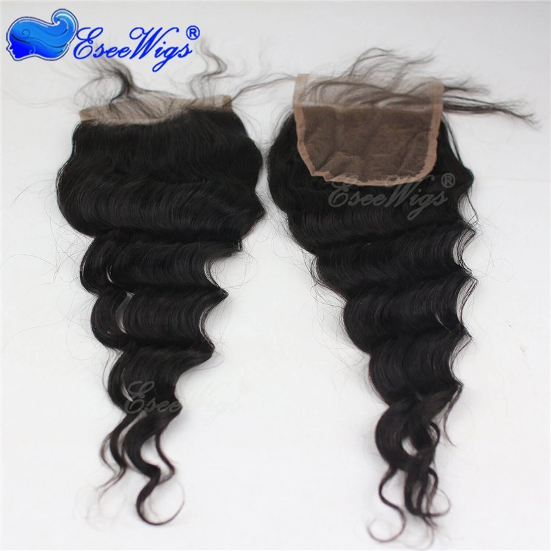 Malaysian Human Remy Hair Loose Wave Closure Bleached Knots Closure Swiss Lace 4*4 Middle Free Part Lace Closure