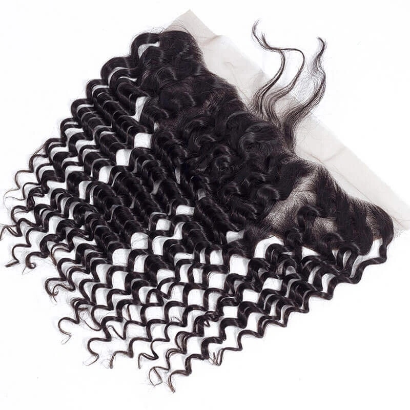 Deep Wave Brazilian Hair 13x4 Lace Frontal Free Part Human Hair Closure with Baby Hair