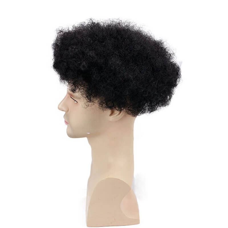 Afro Kinky Curly Human Hair Toupee For Men Black Color 10X8 Inch ...