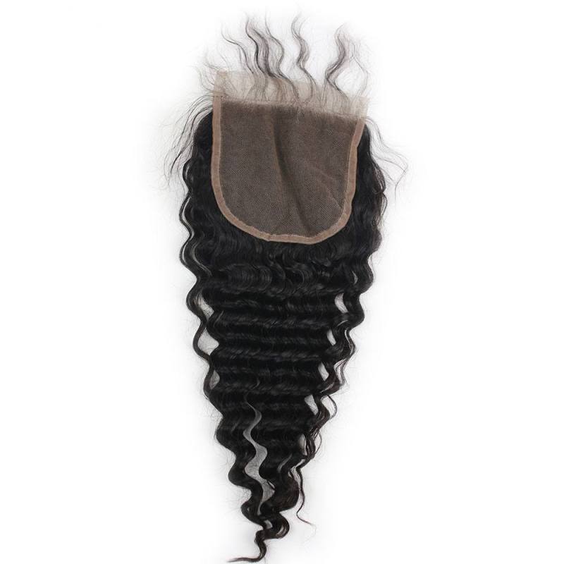 Virgin Brazilian Deep Wave 5X5 Closure 100 Human Hair Free MIiddle 3 Part Deep Wave Swiss Lace Closure Bleached Knots