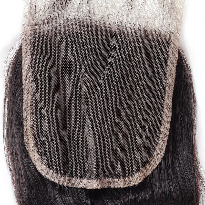 Natural Color Brazilian Hair Silk Straight Three Part 4x4 Lace Closure