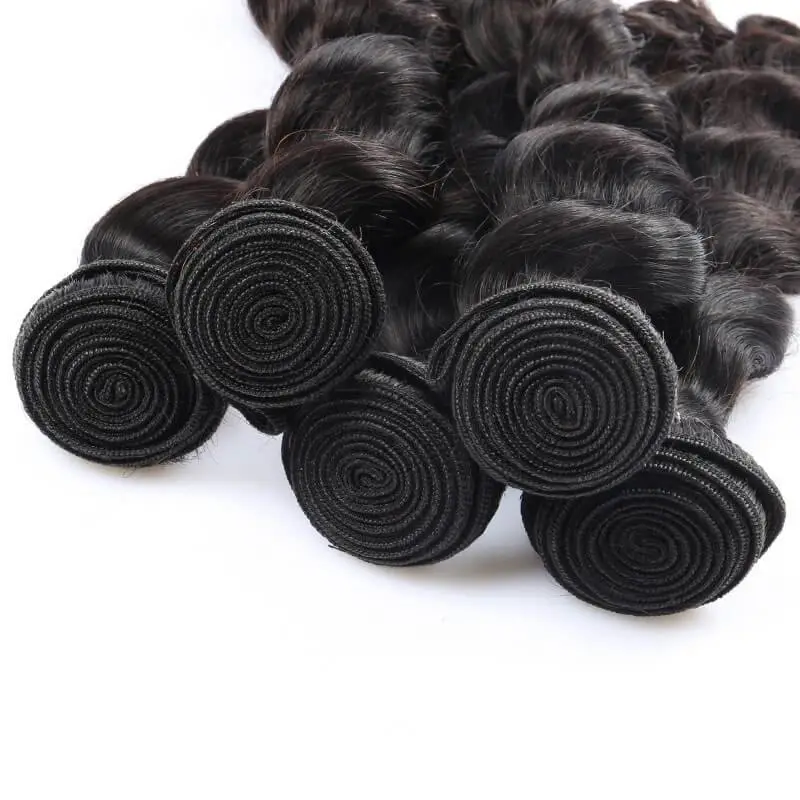 Natural Color Indian Remy Human Hair Loose Wave Hair Weave 3 Bundles