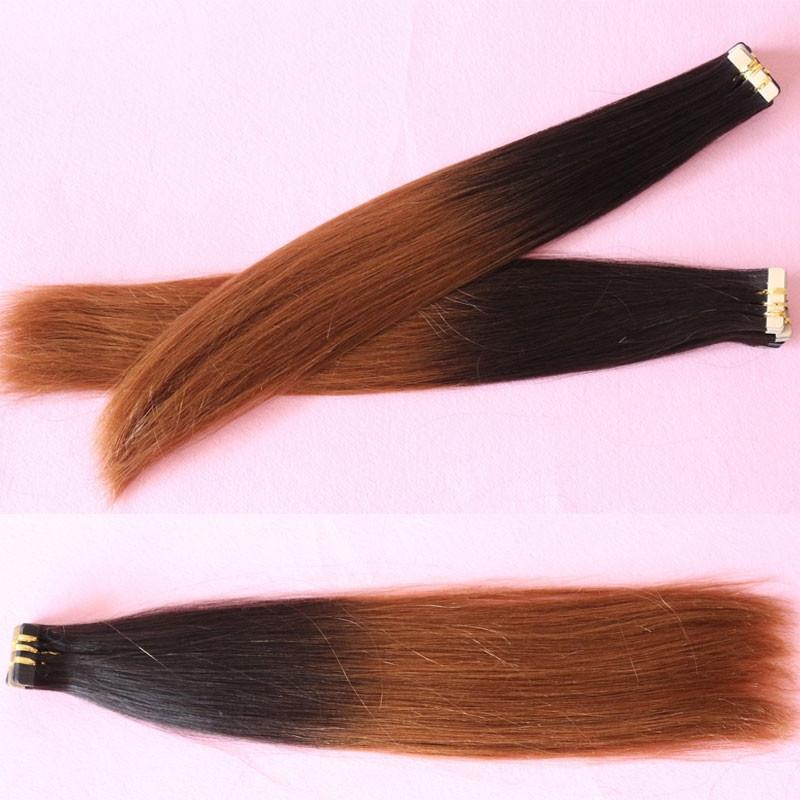 Tape Hair Ombre Virgin Brazilian Tape Hair Extension Human Hair Straight 2 Tone Hair Extensions