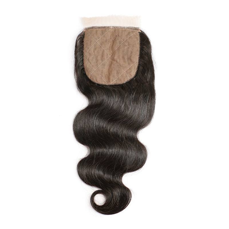 Silk Base Closure Brazilian Hair 4X4 Body Wave Hidden Knots Middle Free 3 part Human Hair Silk top Closure