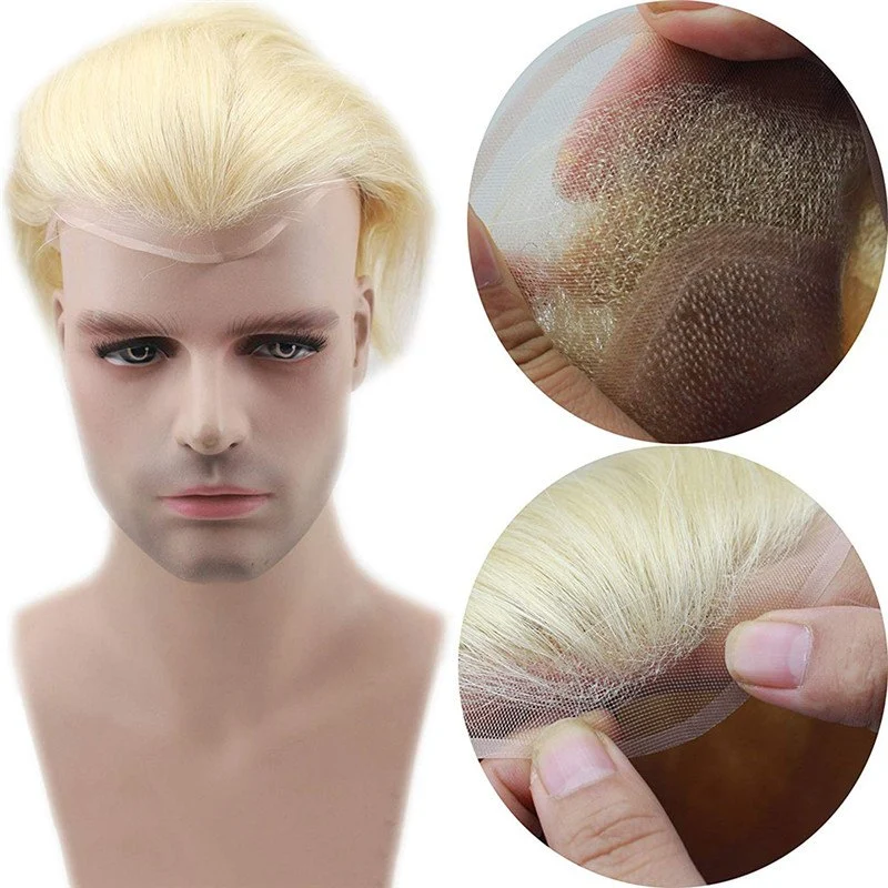 Best Hairpieces and Wigs For Men #613 Blonde Color Toupee European Virgin Toupee  8X10