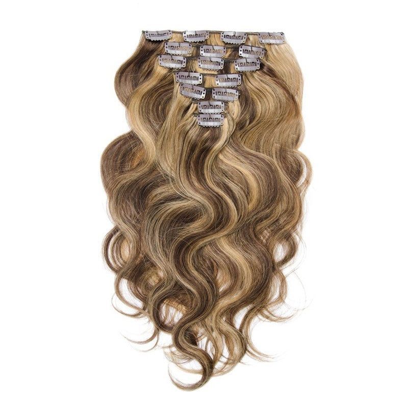 Body Wave 70g 7pcs Clip in Extension Blonde Highlight Color Virgin Hair