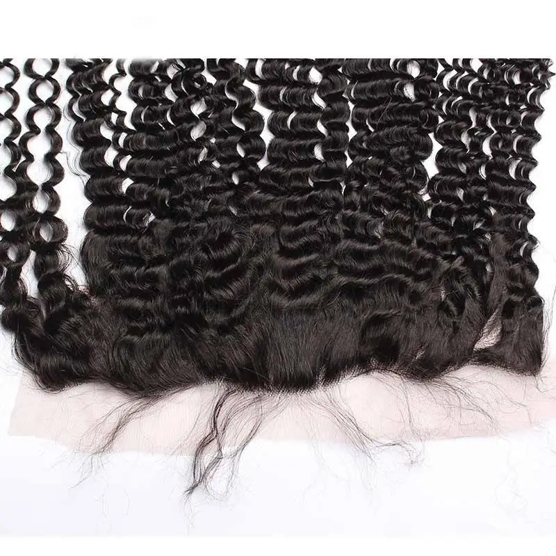 Kinky Curly Indian Remy Hair Lace Frontal Closure 13x4 inchs Natural color