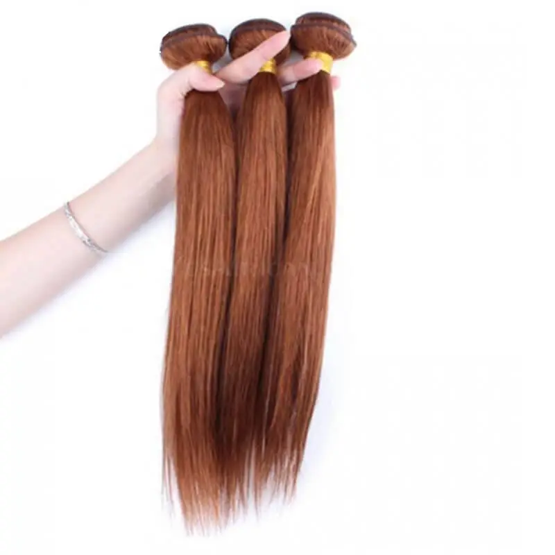 Color #30 Medium Brown Brazilian Remy Hair Straight Hair Weave 3 Buddles