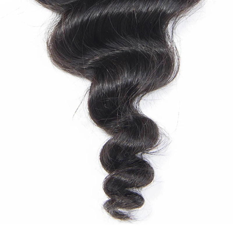 8A Peruvian Virgin Hair Loose Wave Lace Closure Loose Wave Human Hair Weave 4x4 Free Part Three Part 120% density natural color 1pc