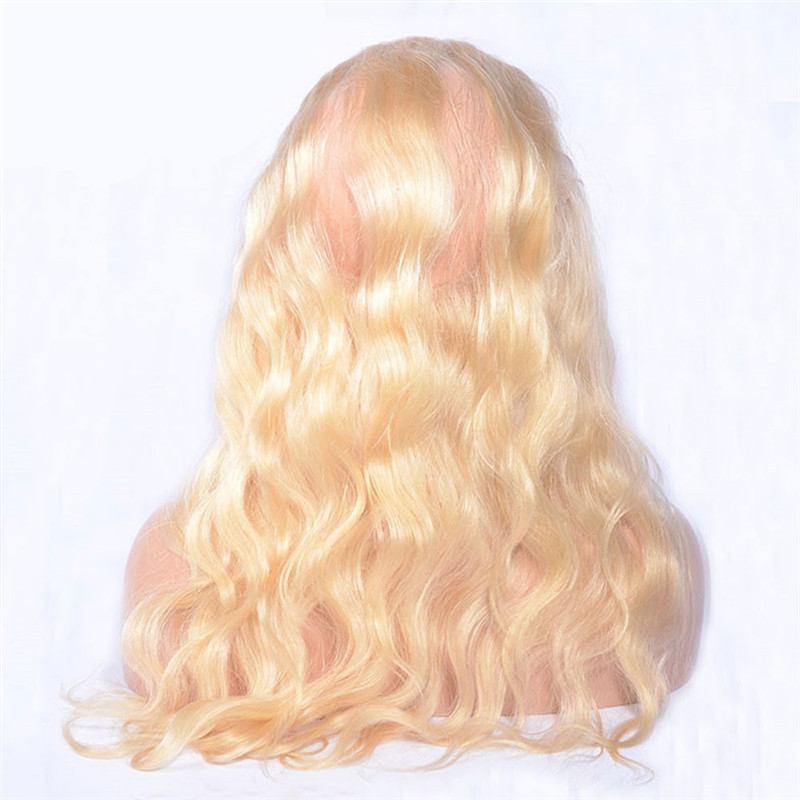 360 Lace Frontal Blonde #613 Body Wave Brazilian Virgin Remy Human Hair Lace Band Frontal Closure Natural Hairline Bleached Knots with Baby Hair