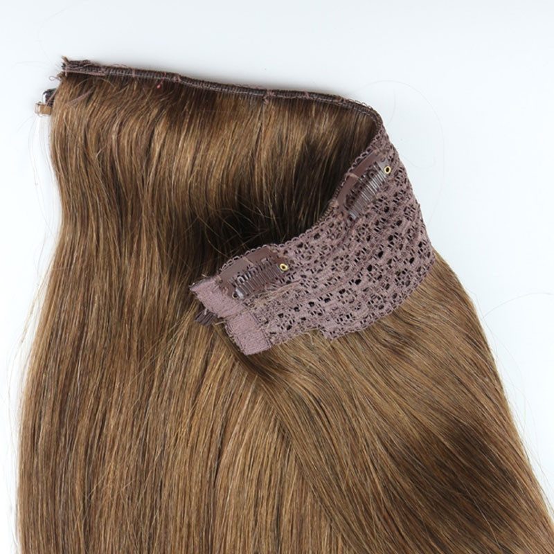 Flip Hair Extension 7A Unprocessed Mongolian Virgin Hair 6# Medium Brown Flip Hair Extension 100 Human Hair Straight 100g/pc 6# Color