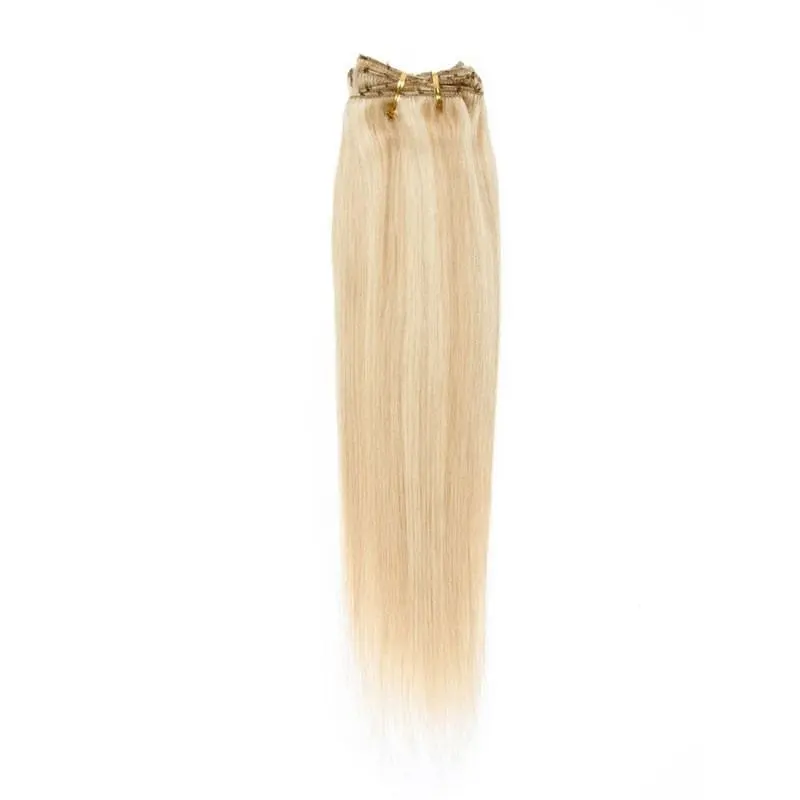 70g 7pcs Highlight Color Straight Clip in Extension Peruvian Virgin Hair Blonde