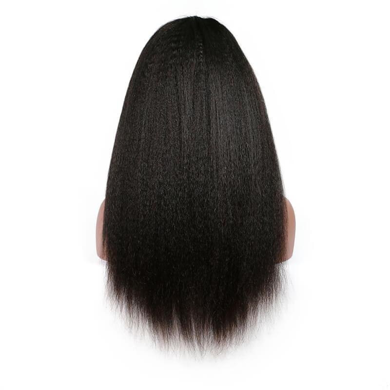 300% Density Wigs Kinky Straight Glueless Lace Front Ponytail Wigs Pre-Plucked Natural Hair Line for Black Women
