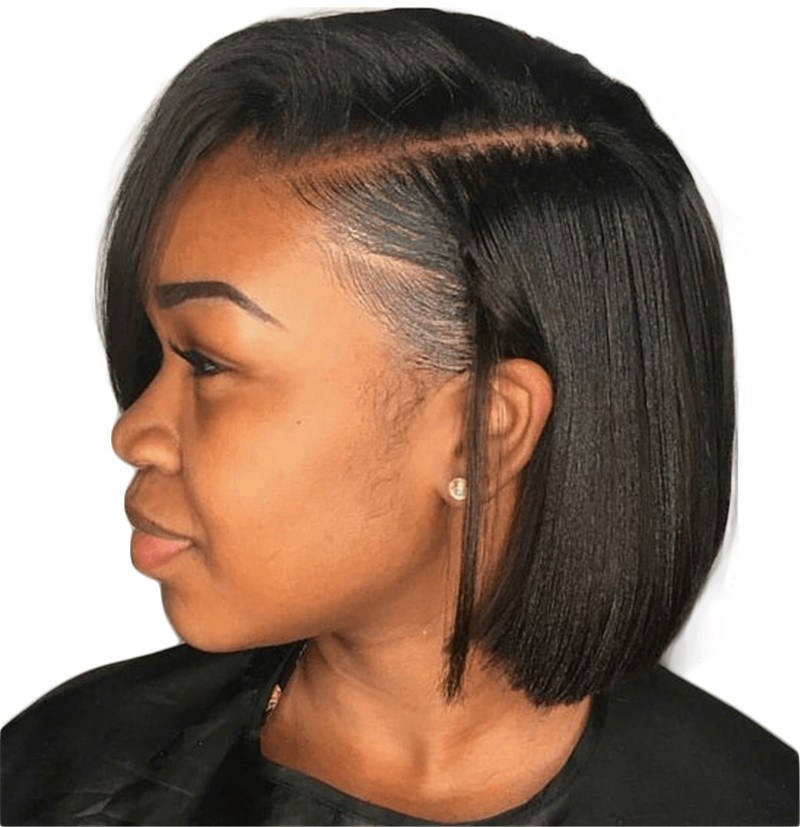 Lace Front Wig Deep Part 4.5 inch In Stock Bob Style Lace Wig Silky Straight Human Hair