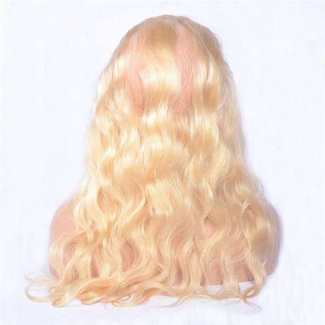22.5x4x2'' Pre Plucked 360 Lace Frontal Closure With Bundles 4Pcs Lot #613 Blonde Russian Body Wave Wavy Virgin Human Hair Weaves With 360 Full Lace