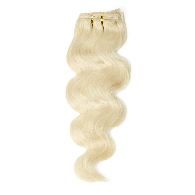 120g 10 pcs Body Wave Hair Clip in Virgin Human Hair Extension 60# 613# Blonde Color