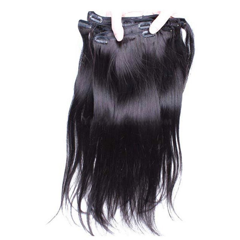 Clip In Human Hair Extensions Silky Straight Indian Remy Hair Natural Color
