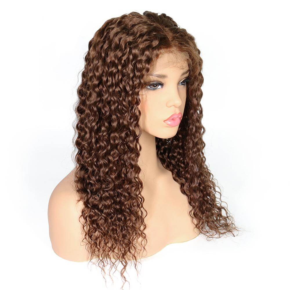 Human Hair Wigs For Women Kinky Curly Wig Dark Brown Hair Pre Plucked 4# Color