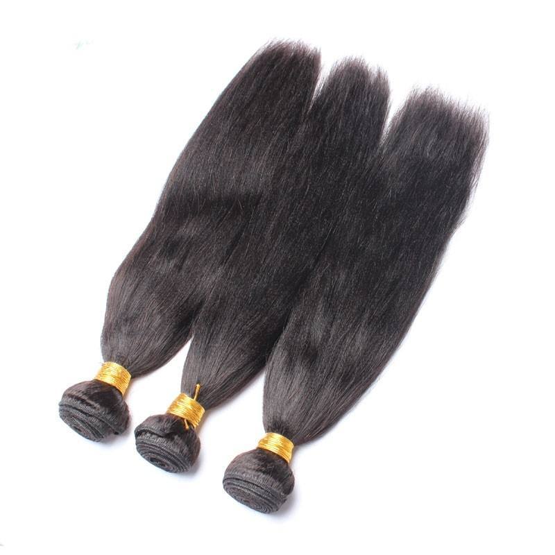 Yaki Straight Hair Bundles 100 Human Hair Extension Weft 3Pcs Weaves