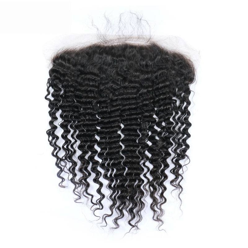Ear To Ear Brazilian Lace Frontal Closure With Baby Hair 13X6 Top Grade 7A Deep Wave Natural Color Density 130%