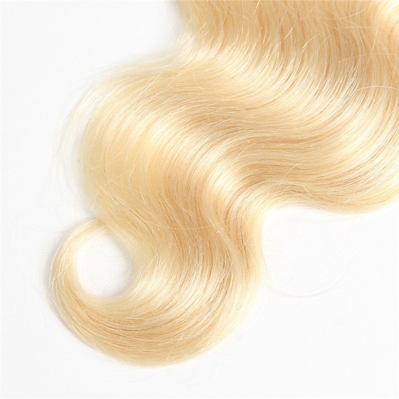 Blonde Lace Closure 613# Bleached Knots Free/Middle/3 Part Unprocessed Virgin Brazilian Remy Blonde Hair Stock 4x4 inch