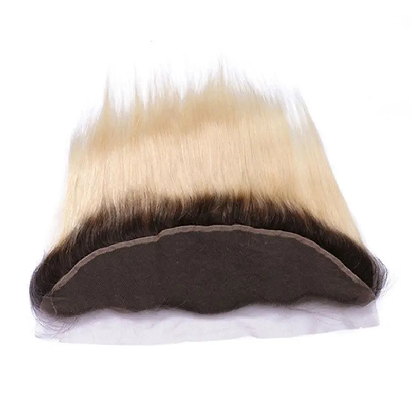 Blonde Hair with Dark Roots 1b/613 Color Brazilian Straight Human Hair Closure 13*4 Lace Frontal with Baby Hair 100% Human Hair