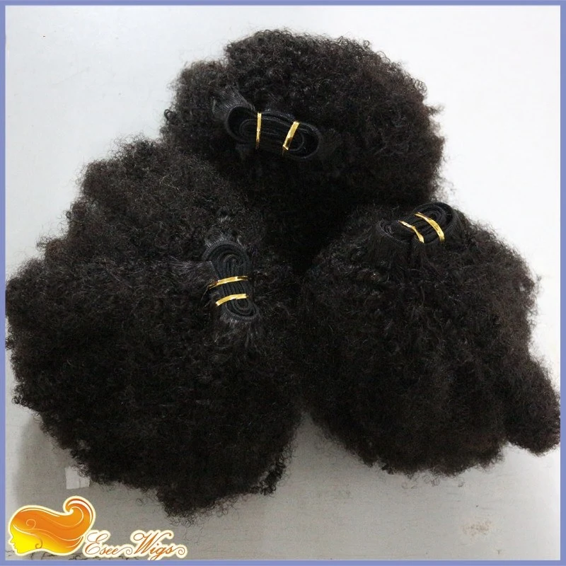 8A Grade 3pcs Lot  Mongolian Afro Kinky Curly Virgin Hair 100% Human Hair Weaves Natural Black Afro Hair Bundles