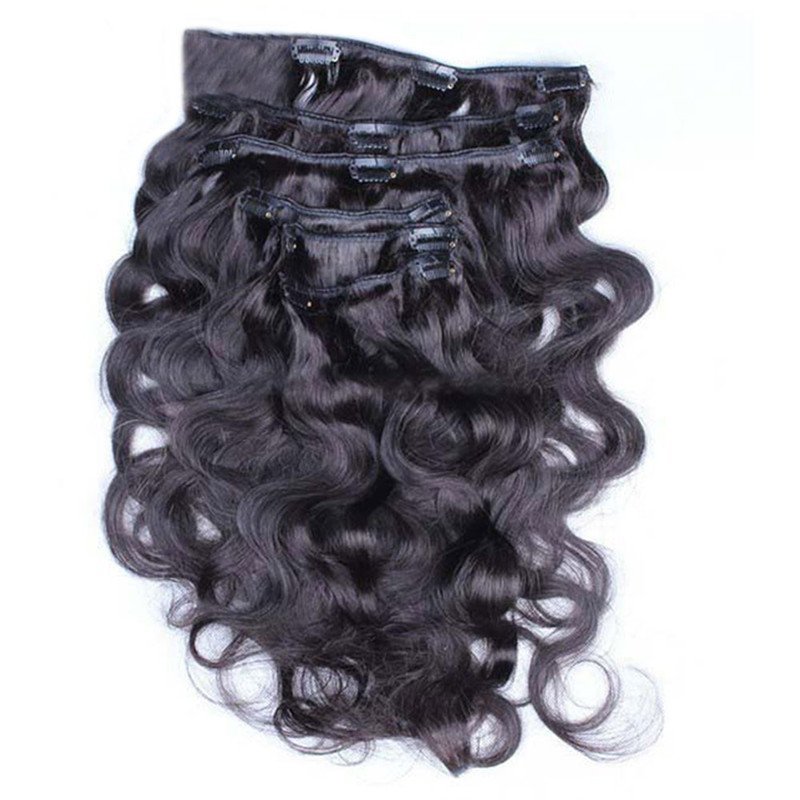 Clip In Human Hair Extensions Body Wave Brazilian Virgin Hair Natural Color