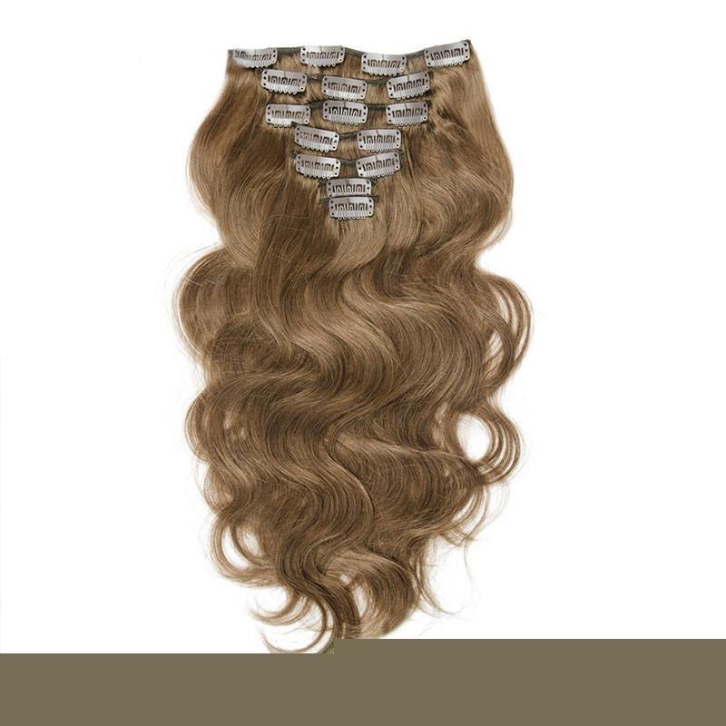 Body Wave 100g Hair Clip In Human Hair Extension Burgundy Red 99J Color