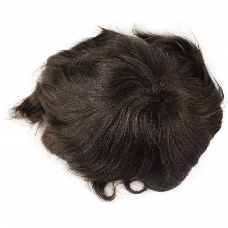 #4 Medium Brown Color 8X10inch Toupee For Women Best Swiss Lace With Soft Skin 100% Human Hair Soft Skin Hair Replacement For Men