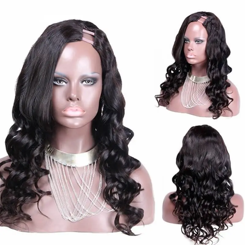 African American Body Wavy Vietnamese Virgin Human Hair U Part Wigs For Sale Uk 8-24 in stock