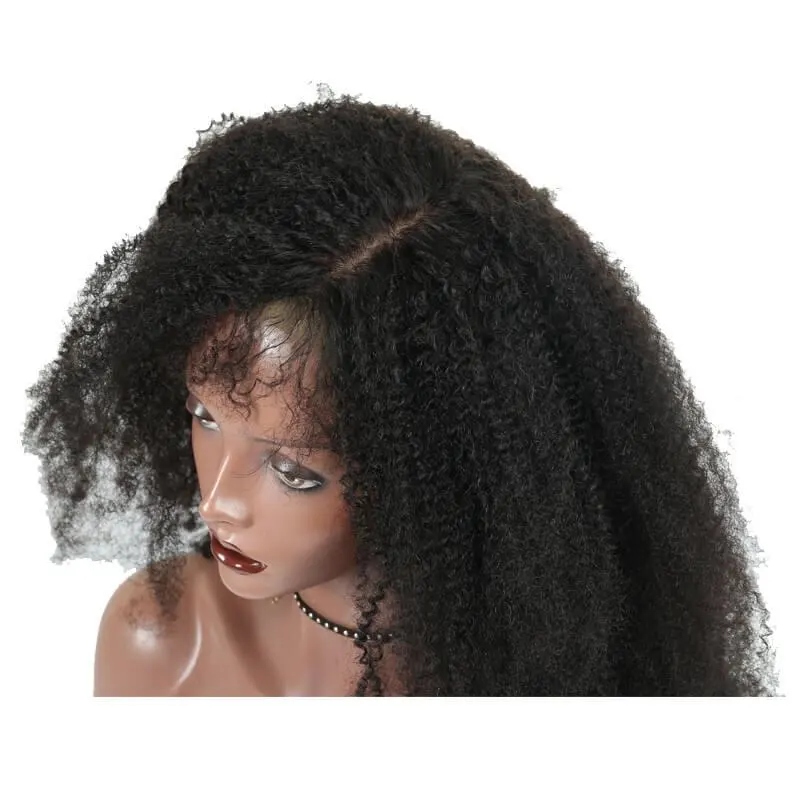 Glueless Silk Top Full Lace Wigs Afro Kinky Curly Peruvian Virgin Human Hair Wig With Baby Hair