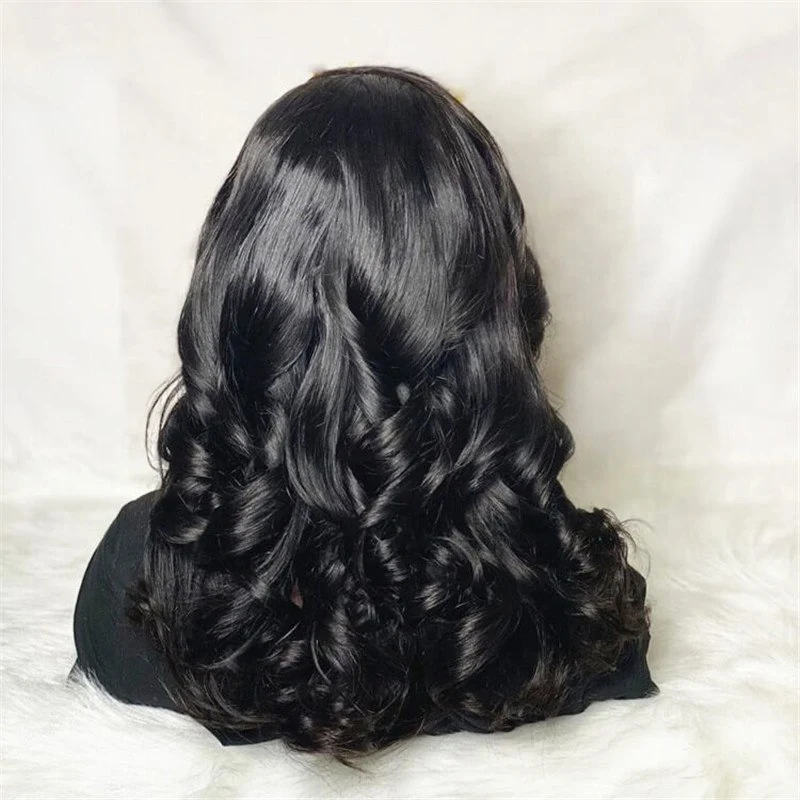 Fake Scalp Black Color Wave Pre Plucked Virgin Cuticle Aligned Hair Lace Front Wigs For Black Women Pre Plucked Hairline150 Den