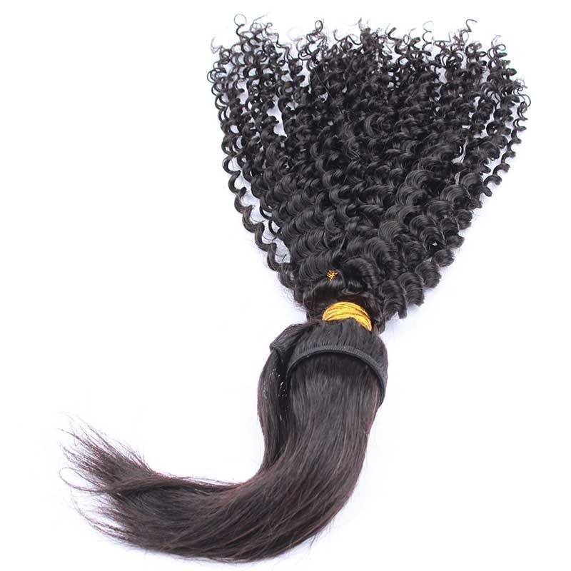 Kinky Curly Braid In Bundles Human Hair Natural Color Hair Weaves 3 Pieces