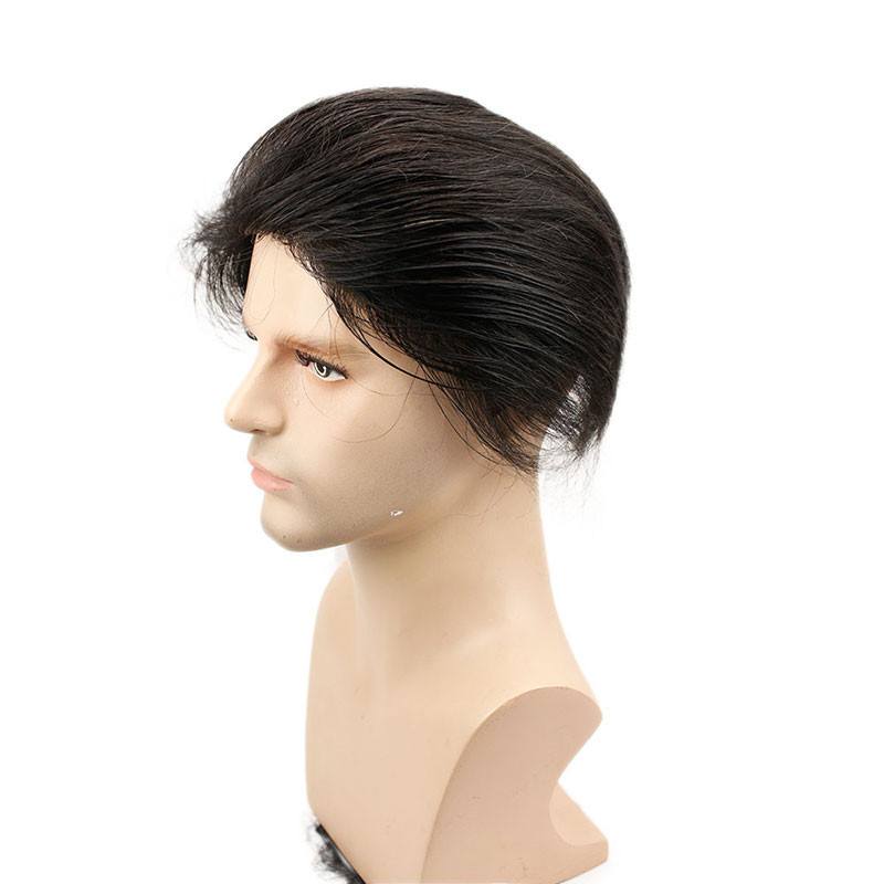 Hair Replacement Super Soft Thin Skin PU Base 10*8 Black Hair Straight Brazilian Remy Human Hair Toupee for Men 1b#