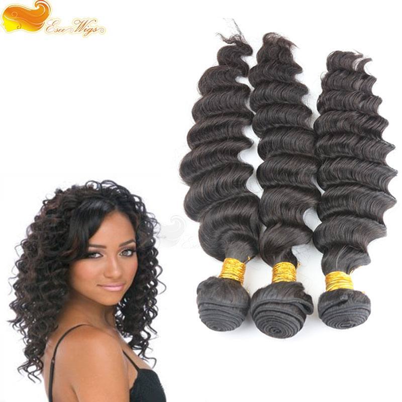 3pcs Deep Wave Unprocessed brazilian Virgin Hair Extensions Bundles Human Hair Weft